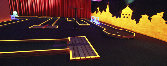 Mini Golf painted in blacklight