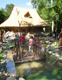 Witch cottage and raft at adventure golf