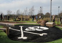 Skull in the adventure golf grass