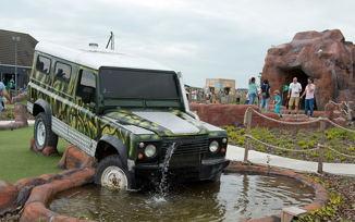 Crashed jeep at Jurassic Adventure Golf