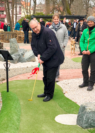 The first stroke at the adventure golf
