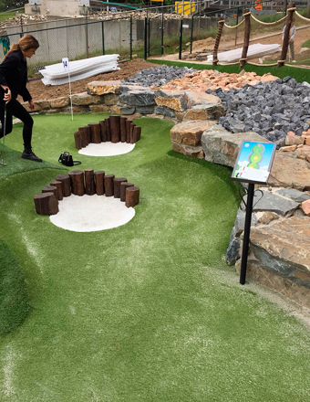 Adventure golf course in the Netherlands. Hole 14 with deep bunkers