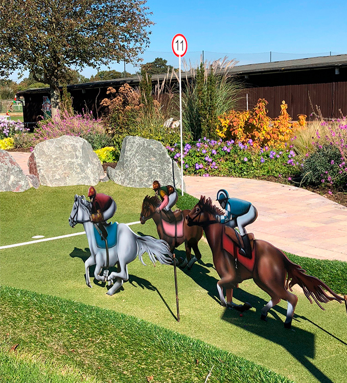 Race to the finishline at the 11th adventure golf hole